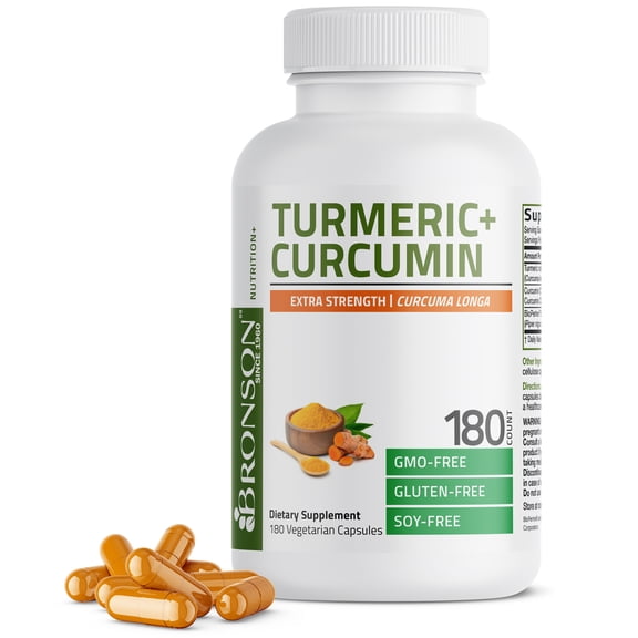 Bronson Turmeric Curcumin Antioxidant, Joint & Digestion Support with BioPerine, Non-GMO, 180 Vegetarian Capsules