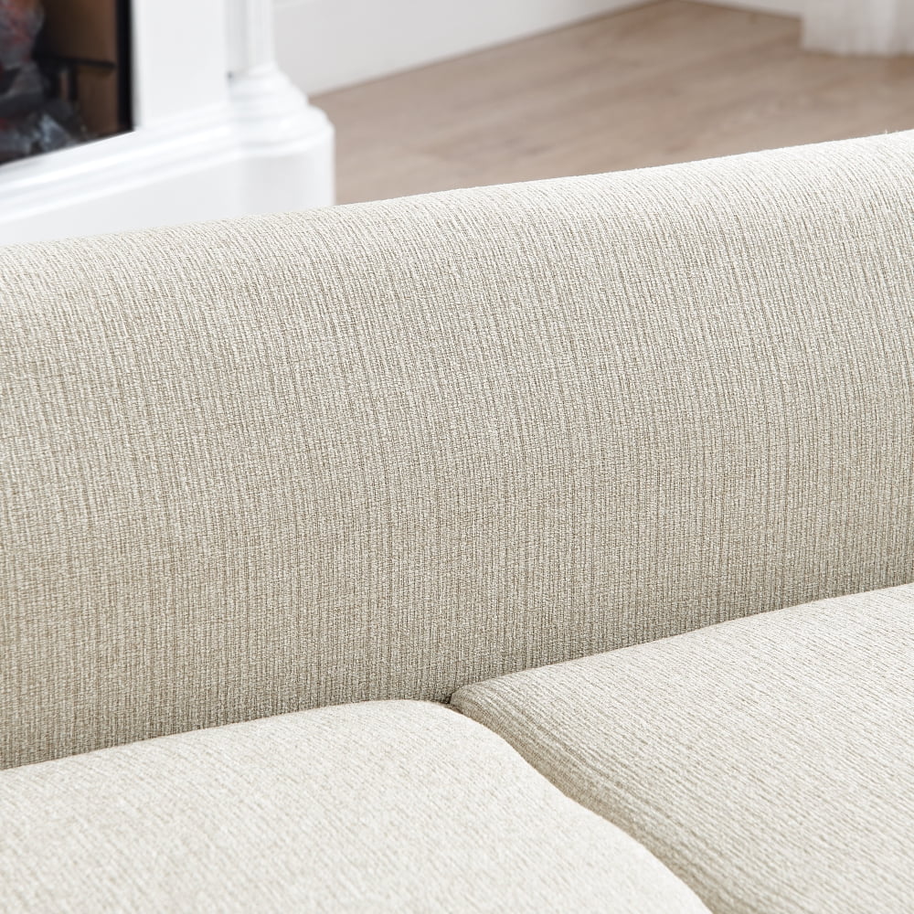 Hassch Upholstered Pet Sofa Bed for Medium & Large Dogs, Comfortable Pet Furniture with Soft Cushion, Backrest and Armrest, Short Legs Design, Beige Linen