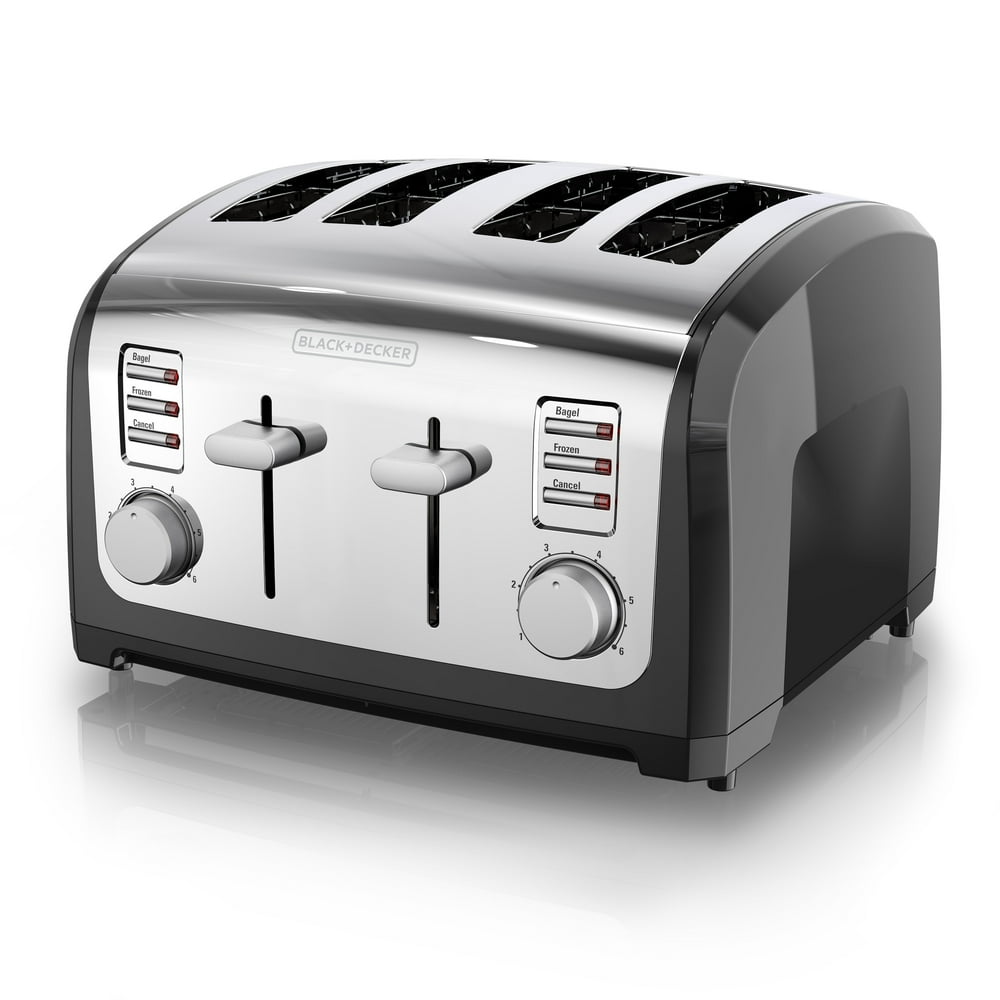 BLACK+DECKER 4Slice Toaster, Black/Silver, T4030