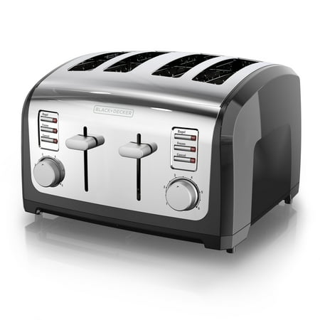 BLACK+DECKER 4-Slice Toaster, Black/Silver, T4030