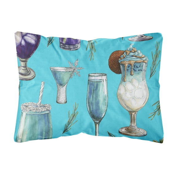 Carolines Treasures BB5203PW1216 Drinks and Cocktails Blue Canvas Fabric Decorative Pillow, 12H x16W, multicolor