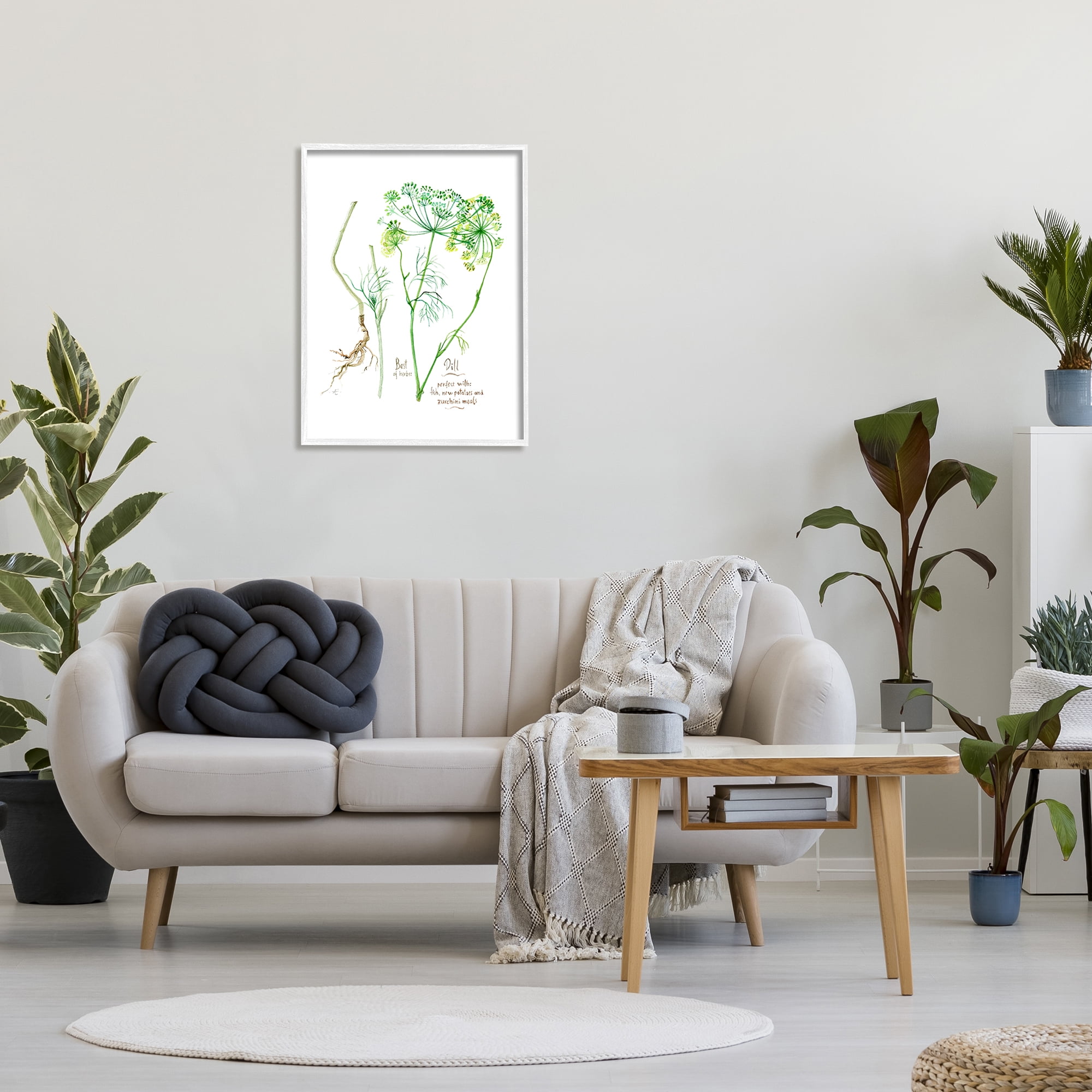Stupell Industries Dill Greens Best of Herbs Watercolor Garden Plants Food & Beverage Painting White Framed Art Print Wall Art, 24 x 30