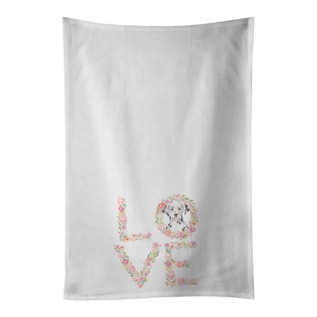 

Dalmatian #3 LOVE White Kitchen Towel Set of 2 19 in x 28 in