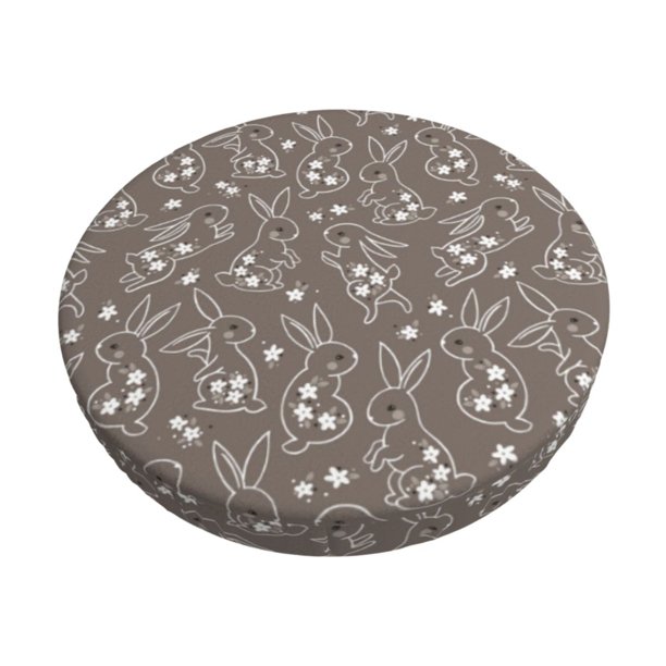 Disketp Retro Bunny Funda Redonda para Taburete, Funda de Cojín para Silla de Bar Suave y Elástica-13 inch