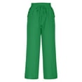 thumbnail image 4 of Kvture Women's Capri Pants Drawstring Casual Palazzo Trousers with Pockets Loose High Waisted Wide Leg Lounge Pants Green XL, 4 of 6