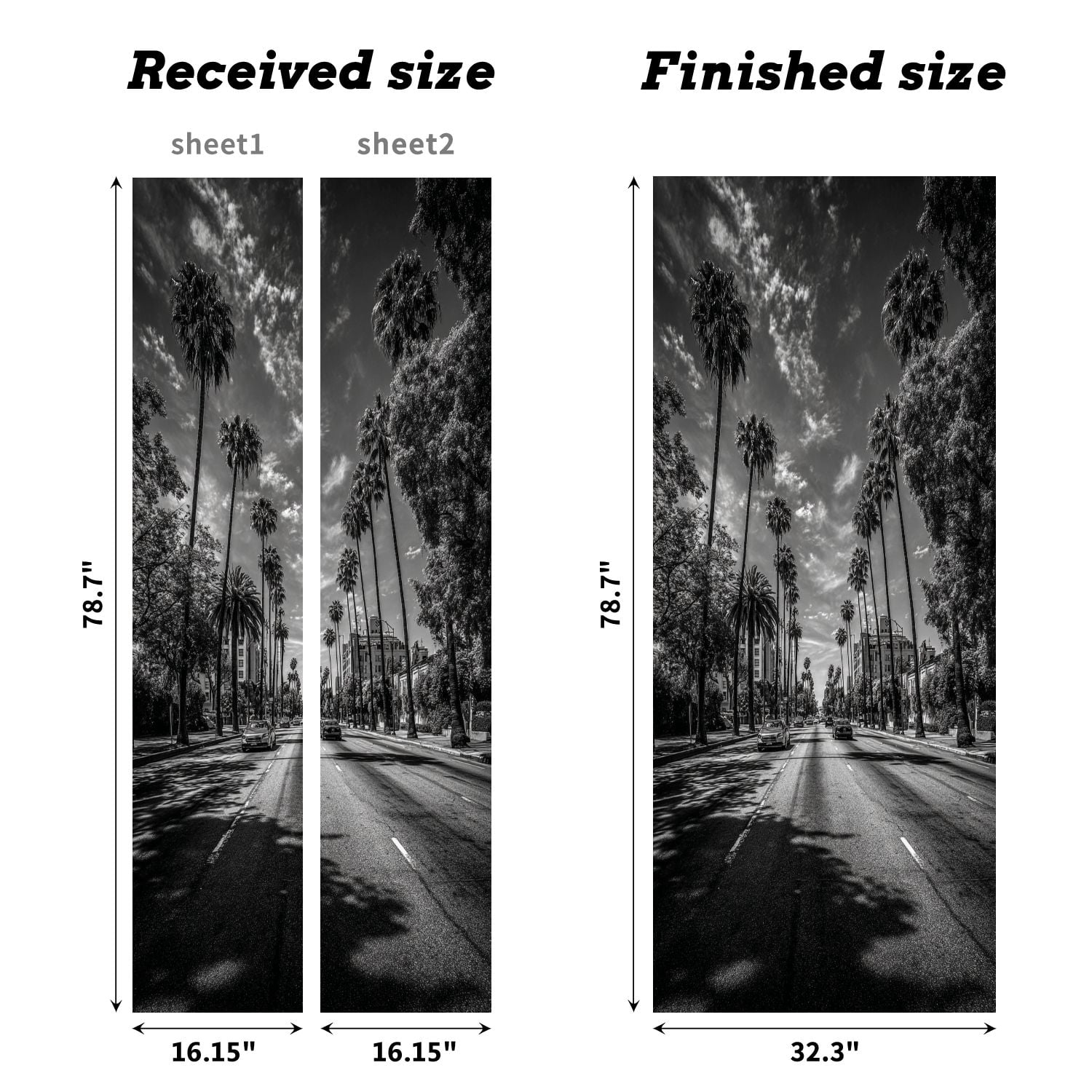 Self Adhesive Vinyl Refrigerator Wrap Set los angeles streets black whites Door Mural Removable Fridge Sticker Peel and Stick&nbsp;Full Door Cover Decal Kitchen Bar Decor
