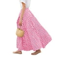 thumbnail image 7 of Niaviben skirts for women maxi skirt long skirts for women midi skirt Flowy Skirt Women's Summer Elastic High Waist Plaid Ruffled Maxi Skirt Swing A Line Skirt Red 2 L, 7 of 7
