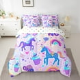 thumbnail image 2 of Rainbow Unicorn Comforter Set 7 Piece Bed in a Bag Twin,Cute Dreamy Horse Bedding Sets,Princess Magical Animal Sheet Set with Comforter Cupcakes Dessert Bed Set,Kawaii Unicorn Gifts, 2 of 5