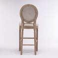 thumbnail image 5 of Hassch Rustic French Country Bar Stools Set of 2, Farmhouse Counter Height Chairs with Carved Wooden Legs, Upholstered Padded Seat & Oval Rattan Backrest, Beige+Natural, 5 of 8