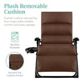 thumbnail image 3 of Best Choice Products Oversized Zero Gravity Chair, Folding Recliner w/ Removable Cushion, Side Tray - Woodland Brown, 3 of 8
