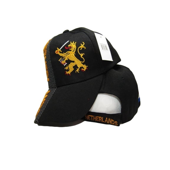 Holland Netherlands Country Letters Flag Black Hat Cap 3D embroidered