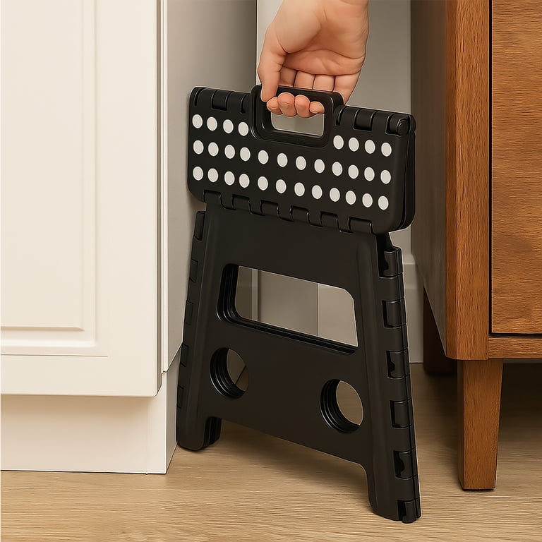Core Pacific Extra Wide Folding Step Stool Black 12.7 inch with
