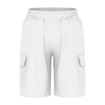 thumbnail image 3 of Boys Solid Casual Linen Shorts Cargo Style Knee Length Autumn Outdoor Play for Kids White 7 Years-8 Years, 3 of 4
