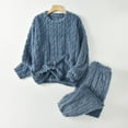 thumbnail image 4 of ManxiVoo Ladies Flannel Home Suit Cozy Warm Sleepwear Set with Classic Solid Color Design One Size Size Navy, 4 of 9