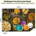 thumbnail image 3 of Peel and Stick Wallpaper Canvas Traditional Indian food Holi colours powder rustic Indian Modern Art Wall Mural Decor Self Adhesive and Removable 100in x 144in, 3 of 7