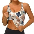 thumbnail image 4 of Fotbe Watercolor Plants Pattern Womens' Sports Bra Longline Wirefree Padded with Medium Support Sports Moisture-Wicking Workou Vest,Tank Top-Small, 4 of 9