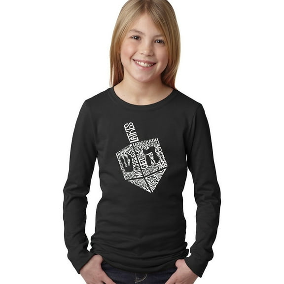 Hanukkah Dreidel - Girl's Word Art Long Sleeve T-Shirt