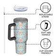 thumbnail image 4 of 40oz Pioneer Flower Floral Print Pattern Insulated Tumbler with Handle, BPA-Free Leak Proof Lid and Straws, Double Wall Vacuum, Hot 12h/Cold 34h, 4 of 6
