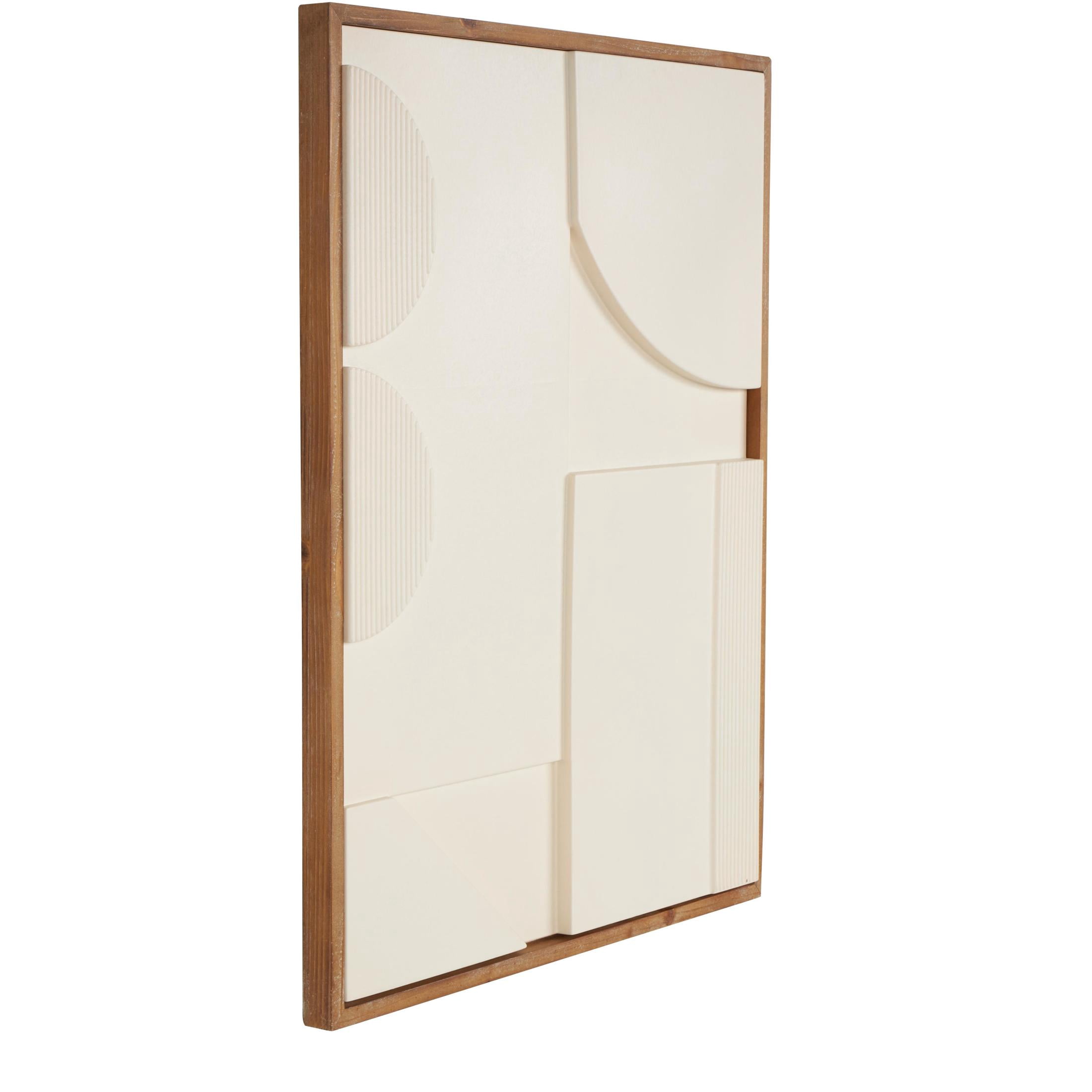 24" x 30" Geometric Framed Wall Art with Brown Wooden Frame, by DecMode