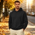 thumbnail image 6 of Hoodie Sweatshirt for Men Solid Color Long Sleeve Pullover Hoodie without Drawstring Soft Warm Casual Lounge Wear, 6 of 6