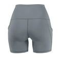 thumbnail image 5 of QLEICOM Womens Athletic Shorts, Plus Size Shorts, Solid Pocket High-waist Hip Stretch Pants Running Fitness Yoga Shorts, Running Shorts, Comfy Beach Shorts, Cycling Shorts Gray M, 5 of 6