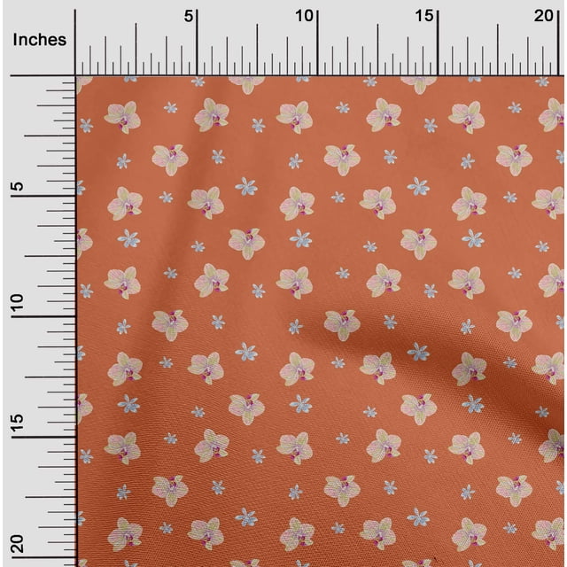 oneOone Polyester Lycra Fabric Orchid Floral Printed Craft Fabric BTY 56 Inches Wide