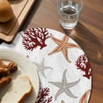 thumbnail image 3 of Brown Starfish Coastal Round 13 Inch Placemats Set of 4, Coral Nautical Summer Ocean HeatResistant Non Slip Place Mats for Dining Table, Wipeable Braided Kitchen Table Mats for Housewarming, 3 of 9
