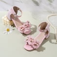thumbnail image 6 of BOOMNY Girl's Sandals Open Toe Low Heels Sandals for Kids Ankle Strap Floral Elegant Wedding Princess Shoes, 6 of 9