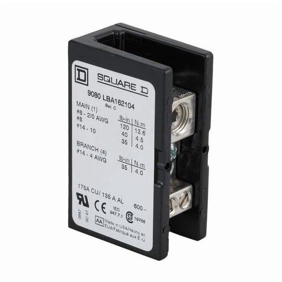 Power Distribution Block, Open, 1 Pole, 175 A Copper, 600 V AC/DC, Surface Mount