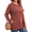 Caramel, variant on Plus Size Blouses for Women Casual Tunic Tops Long Sleeve Buttons Shirts Crew Neck Fall Sweaters with Pockets