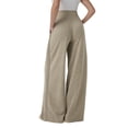 thumbnail image 3 of Womens Track Pants with Zipper Pockets Loose Straight Leg Sweatpants 30" Petite/Regular/Tall Khaki 2XL, 3 of 6