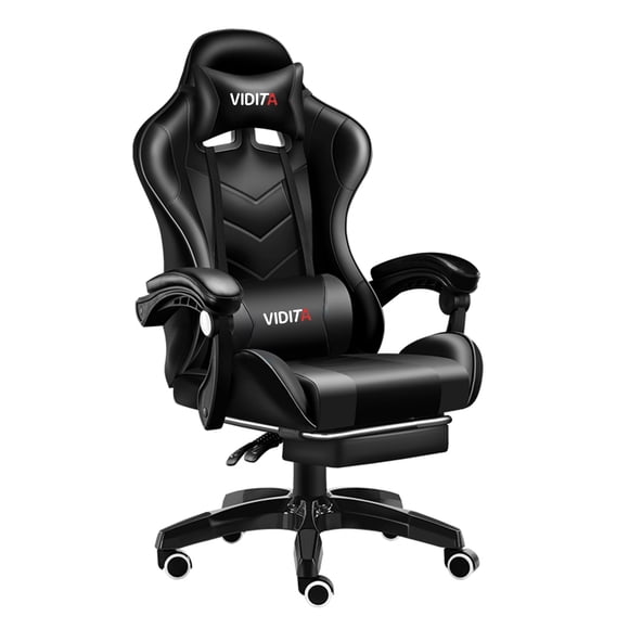 Silla Gamer Vidita GX2000 Ergonómica Negra de Poliuretano con Apoyacabezas y Soporte Lumbar