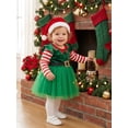 thumbnail image 2 of RUINIXCW Toddler Girl Christmas Dress Long Sleeve Tulle Dress Elf Costume with a Hat, 2 of 8