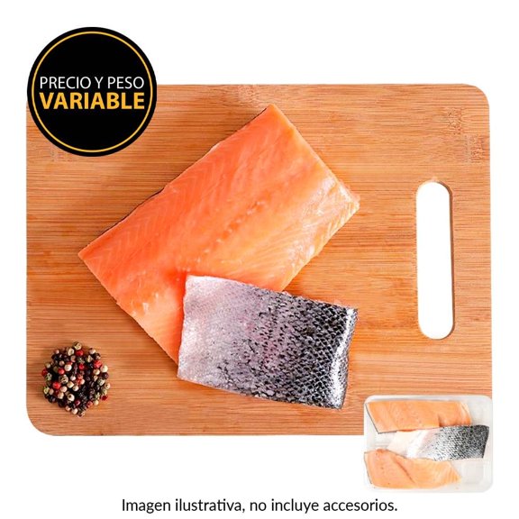 Filete de salmón chileno con piel  por kg peso aprox por charola 600 a 700 g
