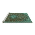 thumbnail image 2 of Ahgly Company Machine Washable Indoor Rectangle Medallion Turquoise Blue Traditional Area Rugs, 8' x 10', 2 of 4