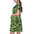 thumbnail image 2 of Fotbe Crayfish Army Vestido Largo de Moda para Mujer, Vestido Tipo Camiseta con Manga Corta y Estilo Casual a Rayas y Bloques de Color, 2 of 6