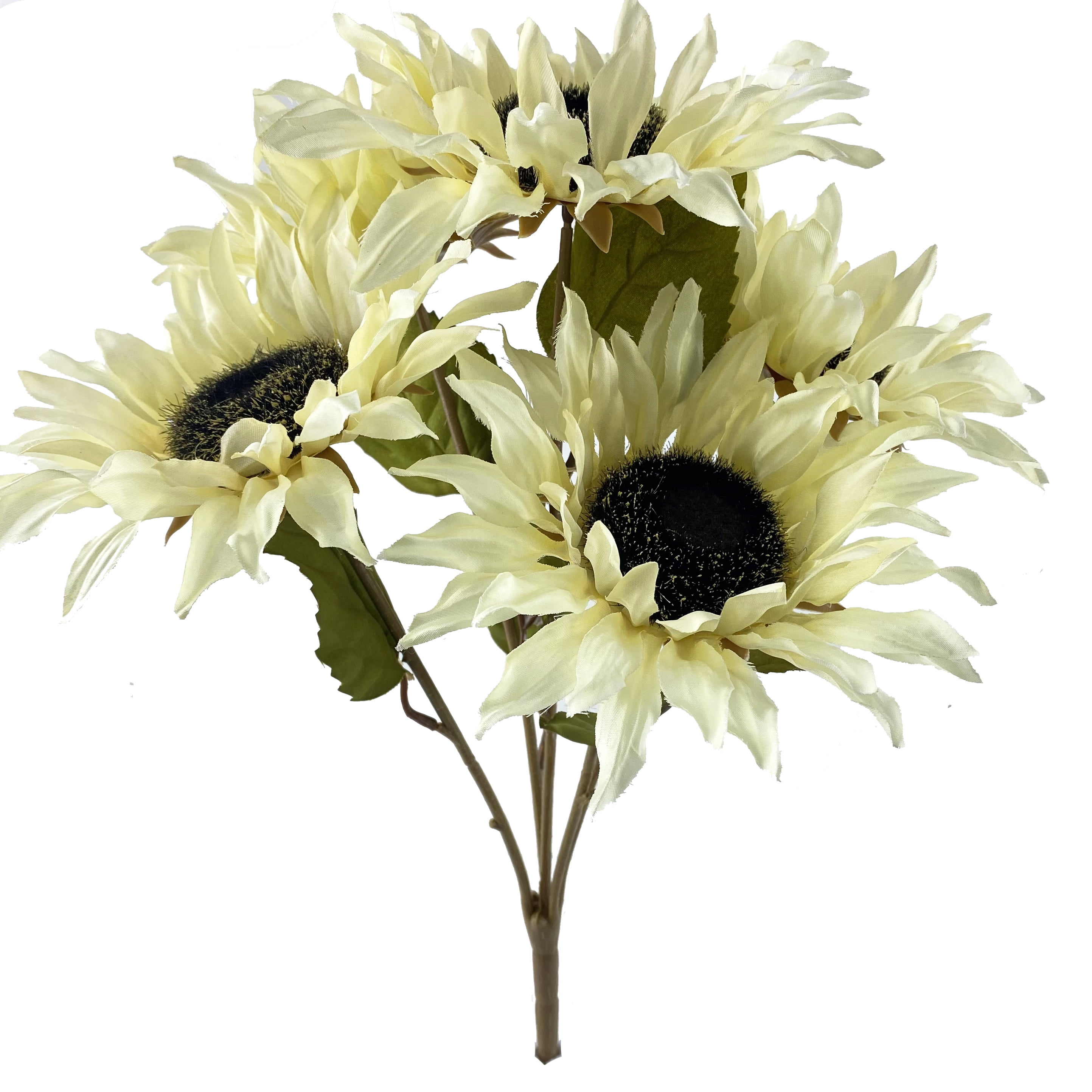 Mainstays Harvest 18" Artificial Cream Sunflower Bush with Five Flower Heads