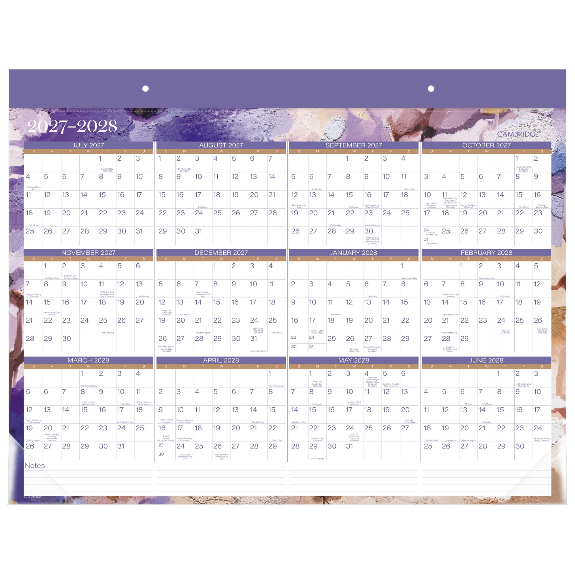 Mead Cambridge Susan Academic 2026-2027 Monthly Desk Pad Calendar Standard 17 x