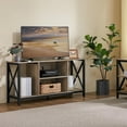 thumbnail image 2 of Industrial TV Stand for 55 Inch TV, Entertainment Center Media Console Table with Open Storage for Living Room, Wood Modern Furniture, Gray, 2 of 9