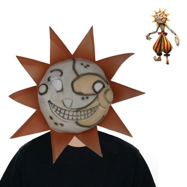 Mascarilla facial de Halloween con diseño de payaso, sol y luna, de látex, para juego de terror, cosplay, disfraz de Halloween