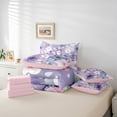 thumbnail image 5 of Homewish Dreamy Purple Butterfly Bedding Comforter Set 7 Pieces for Teens, Kawaii Blossoms Flower Full Bedding Set, Cute Cartoon Animal Reversible Fitted Sheet Flat Sheet, Microfiber Bedroom Decor, 5 of 7