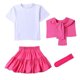 thumbnail image 5 of Odeerbi Niñas 4 Piezas Preppy Traje Manga Corta Camiseta + Falda Plisada En Capas + Chal + Calcetines Escenario Conjunto de Rendimiento, 5 of 8