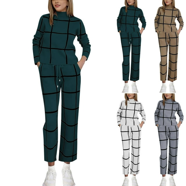 Sentmoon Pantalon de Pyjama pour Femmes, Taille Haute, Jambes Larges, Couleur Unie, Extensible, Décontracté pour l'Hiver, pour des Week-Ends Relaxants