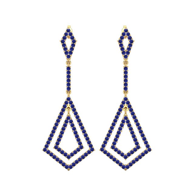 925 Sterling Silver Gold Vermeil Round Lapis Dangle Drop Women Wedding Chandelier Earrings