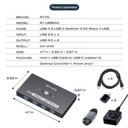 USB 3.0 Switcher 2 Computers, USB-A & USB-C Switch Selector 2 PC Share 4 USB Devices, with Desktop Controller & USB 3.0 Cable