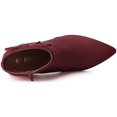 thumbnail image 5 of Unique Bargains Women's Pointed Toe Chunky Heel Zipper Ankle Boots Burgundy 6, 5 of 7