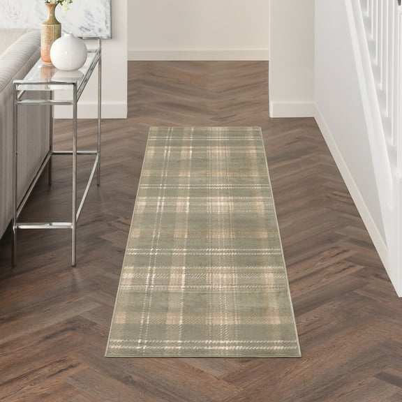 Nourison Grafix Rustic Olive 2'3" x 7'6" Area Rug (2x8)