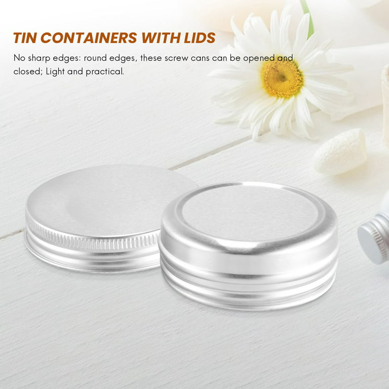 48 Pcs 1 oz Tins Silver Aluminum Tins Cans Screw Top Round Steel tins Screw  Lid Containers