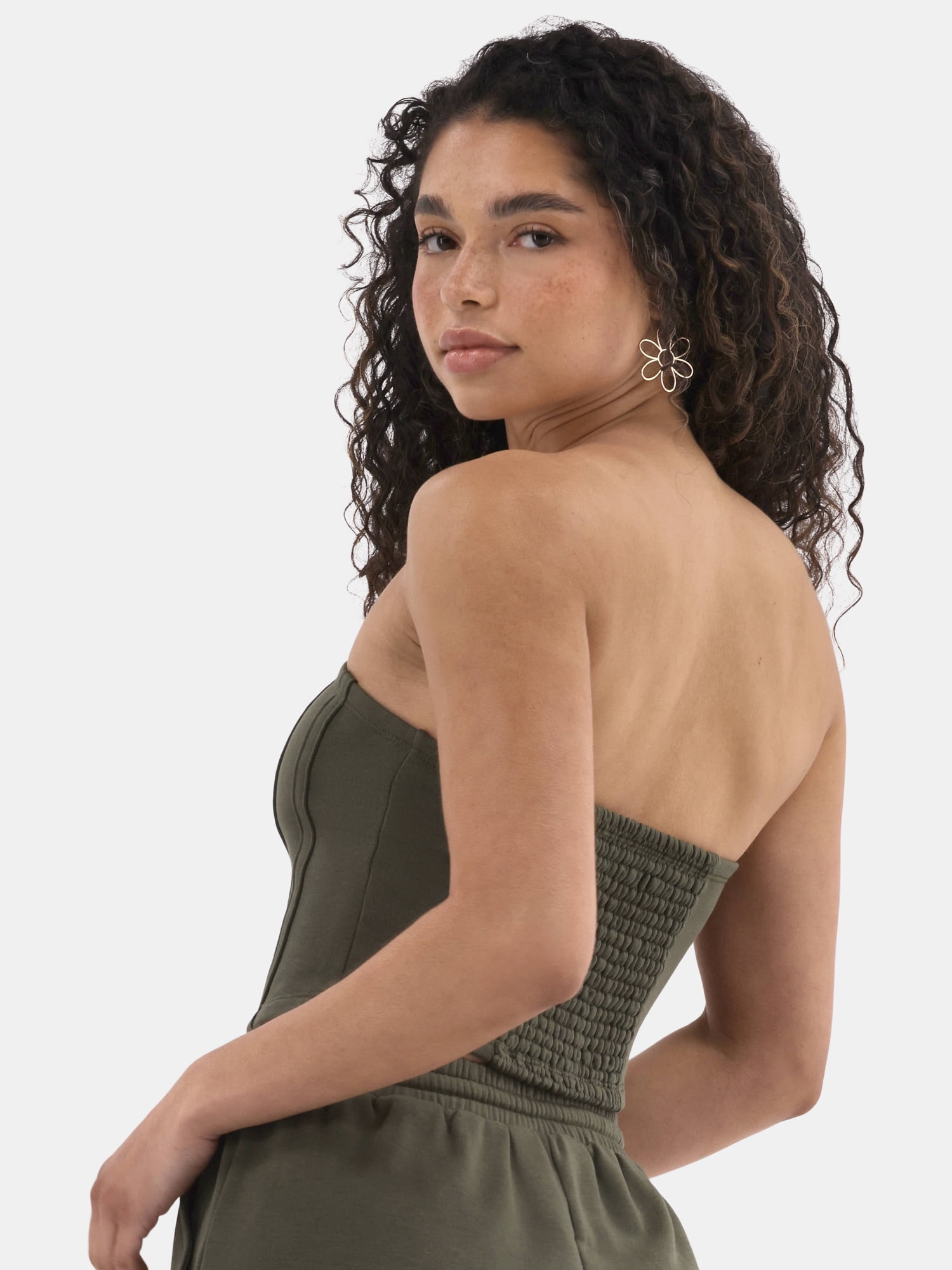 No Boundaries French Terry Tube Top and Shorts Set, 2-Piece, Women's