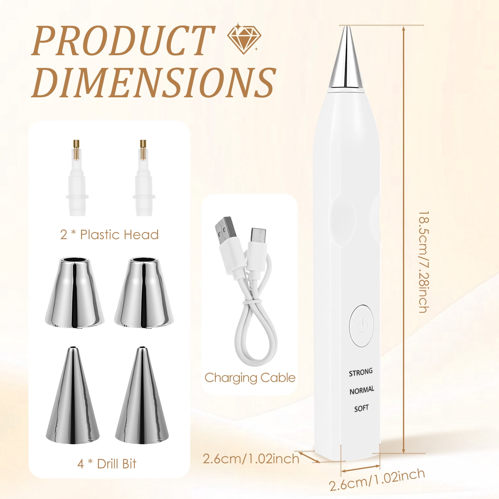 Electric Diamond Painting Pen with 4 Drill Nibs, Rechargeable Vacuum Rhinestone Art Pen Kit – Multipurpose Portable Tool for Adults DIY